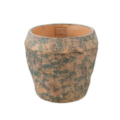 Lourdes Brown cement pot jute pattern round L