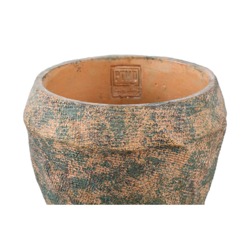 Lourdes Brown cement pot jute pattern round L