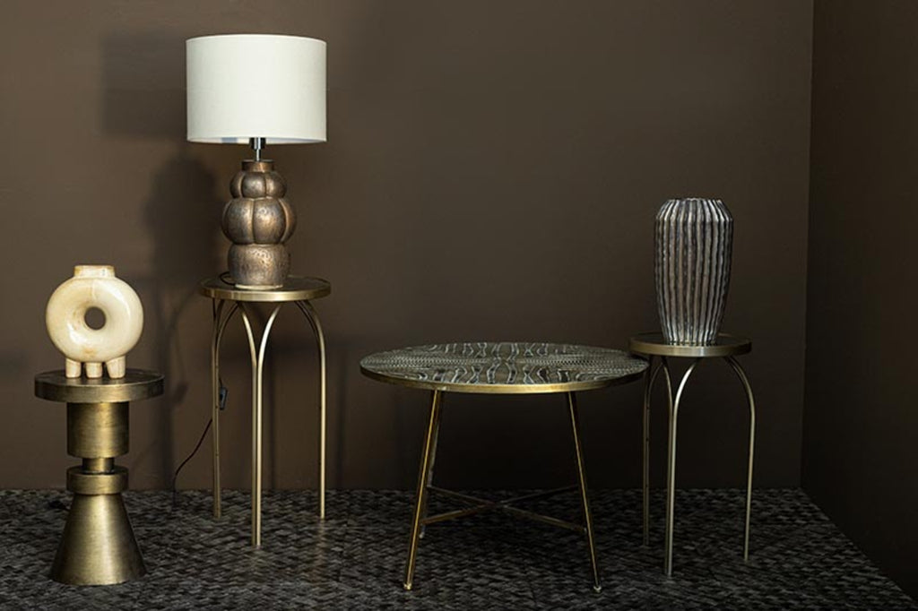 Lox Gold metal sidetable massive construct round