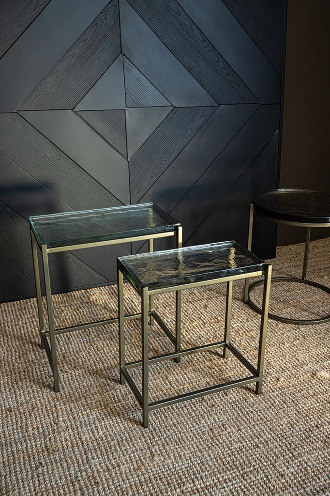 Lucinde Brass iron sidetable smoky glass rect SV2