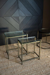 Lucinde Brass iron sidetable smoky glass rect SV2