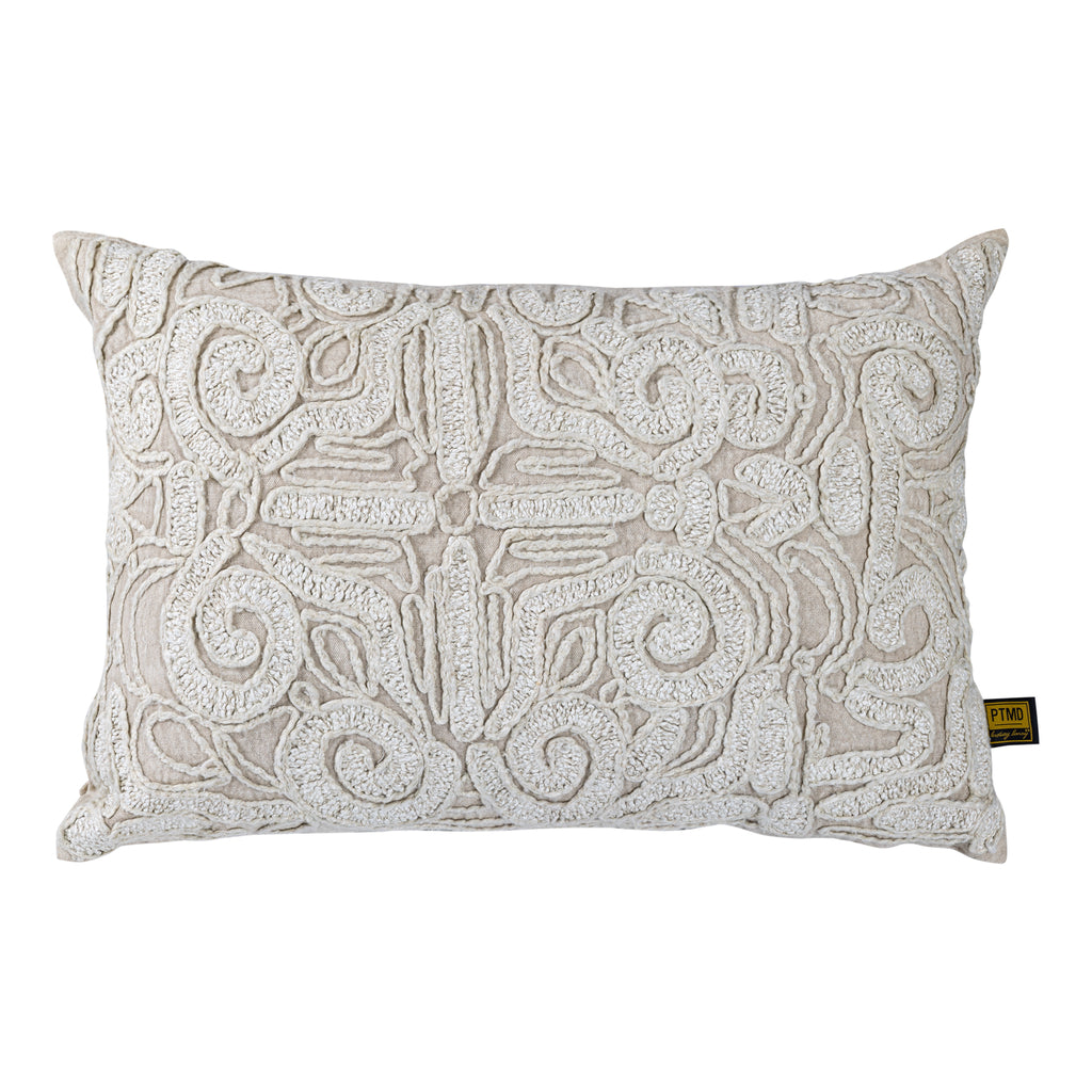 Lukah Cream cotton cushion embroidery rectangle