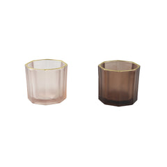 Magali Brown glass tealight octagon with gold top