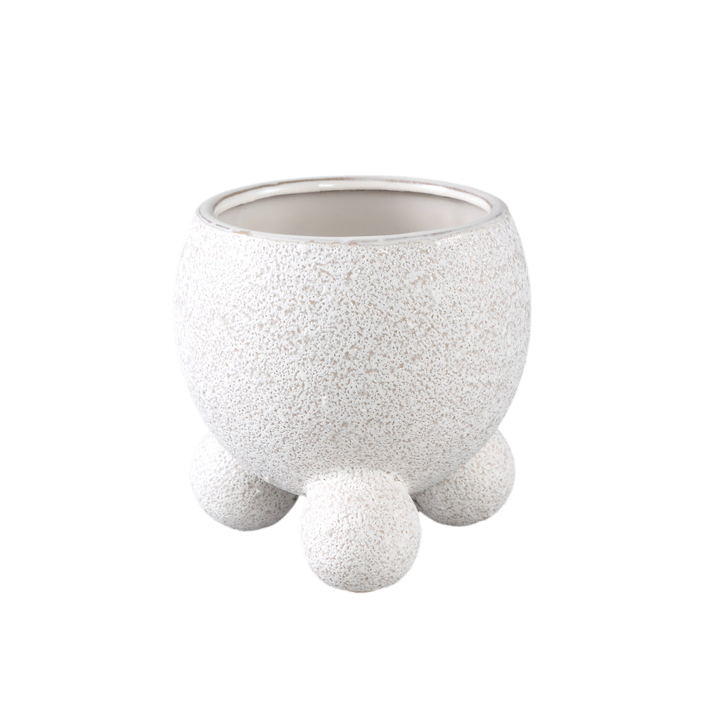 Malinda Cream ceramic pot round shaped round legM