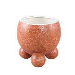 Malinda Orange ceramic pot round shaped round legM