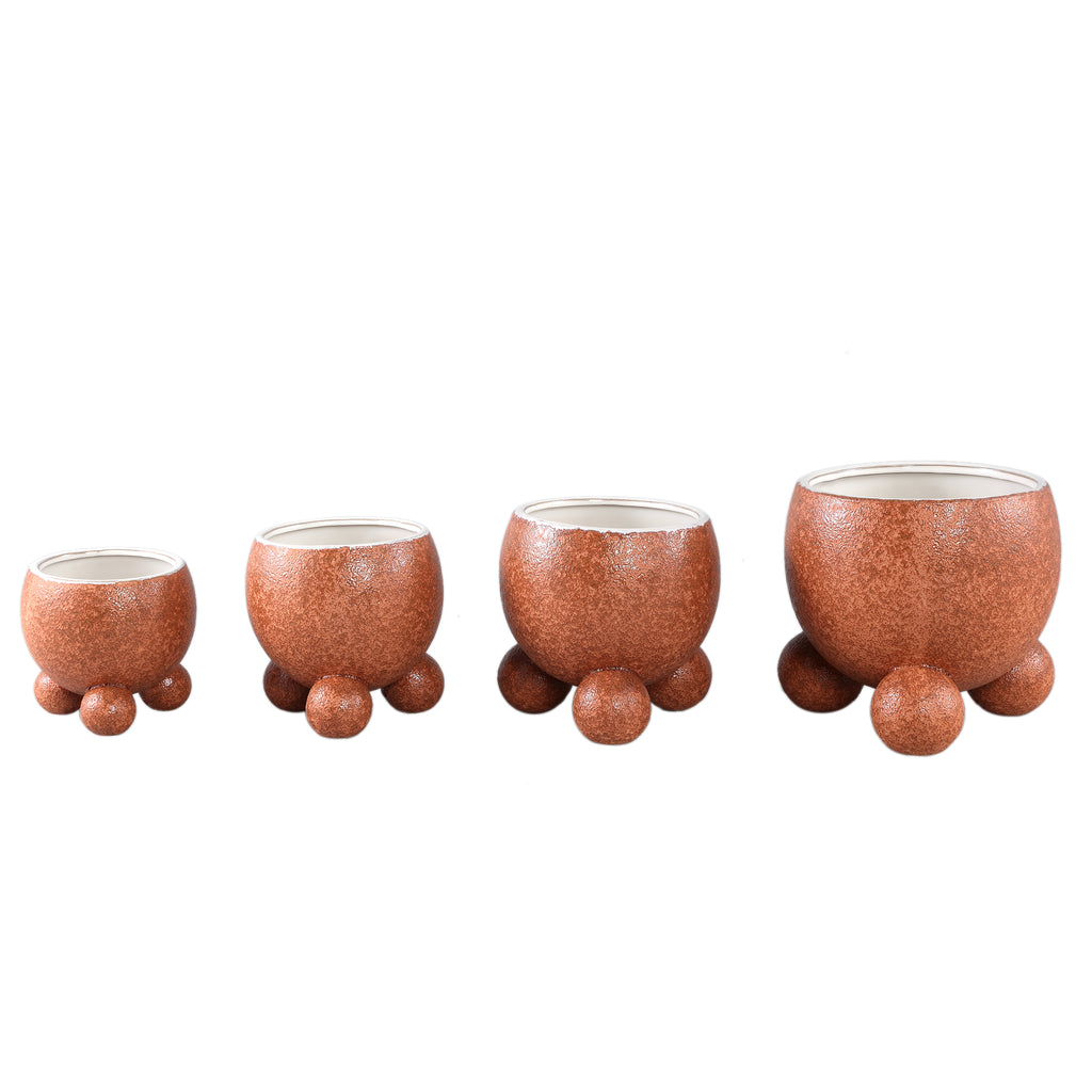 Malinda Orange ceramic pot round shaped round legM