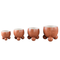 Malinda Orange ceramic pot round shaped round legM