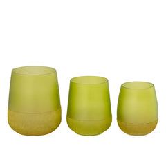 Marcy Green glass tealight round rough bottom