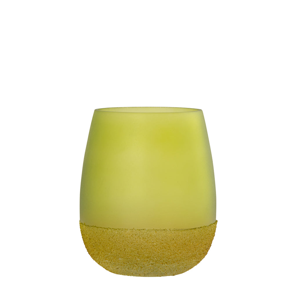 Marcy Green glass tealight round rough bottom