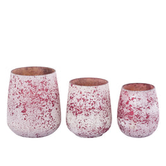 Marcy Pink glass tealight round shaped rough