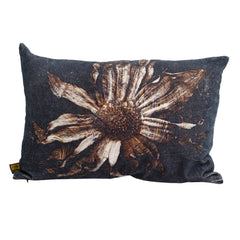 Meja Black velvet cushion flower print rectangle