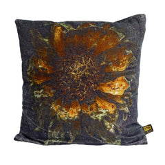 Meja Black velvet cushion flower print square