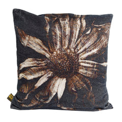 Meja Black velvet cushion flower print square