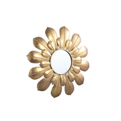 Merdi Gold metal mirror double leaf frame round