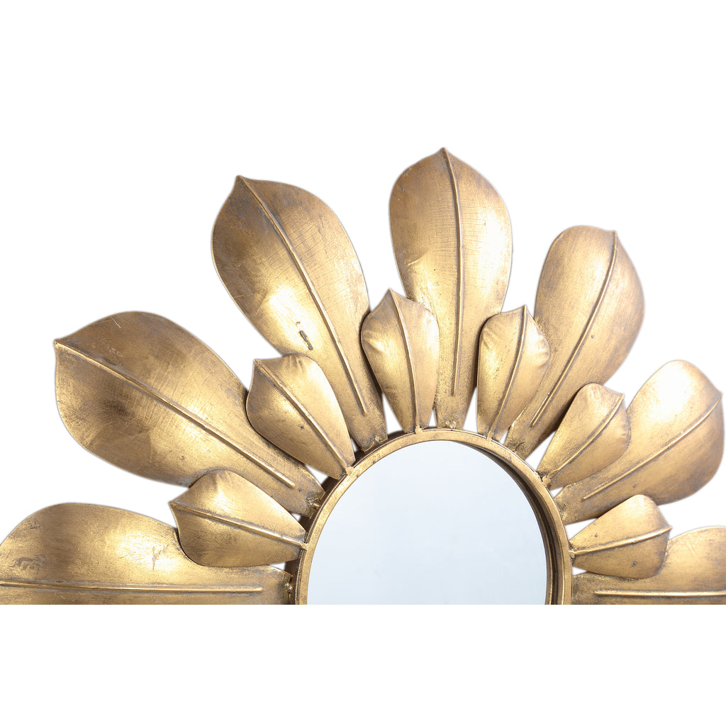 Merdi Gold metal mirror double leaf frame round