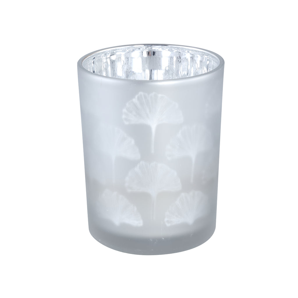 Mexxy White matt glass tealight ginkgo leaf L