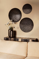 Miecke Black shimmer iron wall panel round L