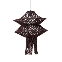 Milley Brown cotton macrame hanging lamp 2 layers