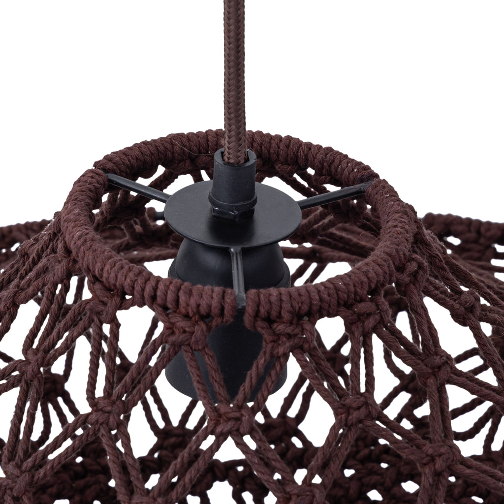 Milley Brown cotton macrame hanging lamp 2 layers