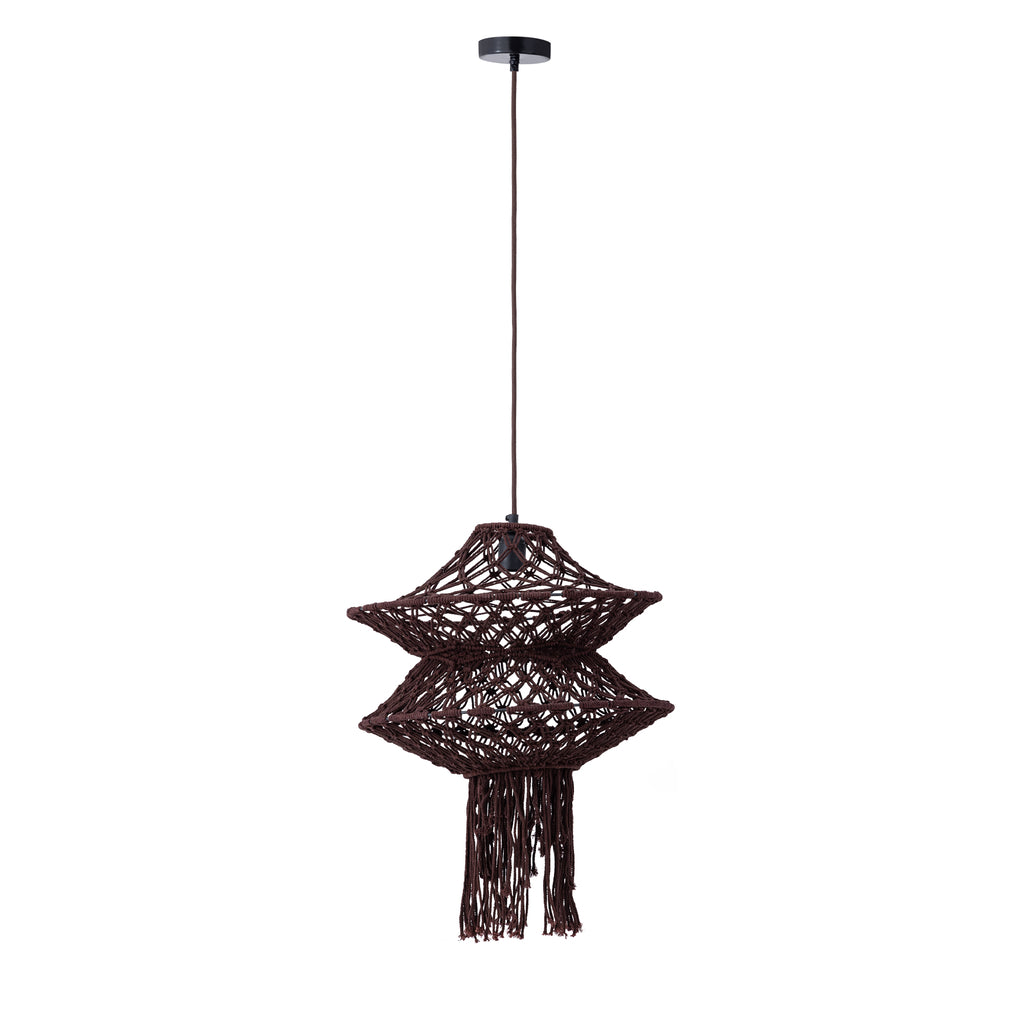 Milley Brown cotton macrame hanging lamp 2 layers