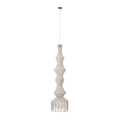 Milley Cream cotton macrame hanging lamp 6 layers