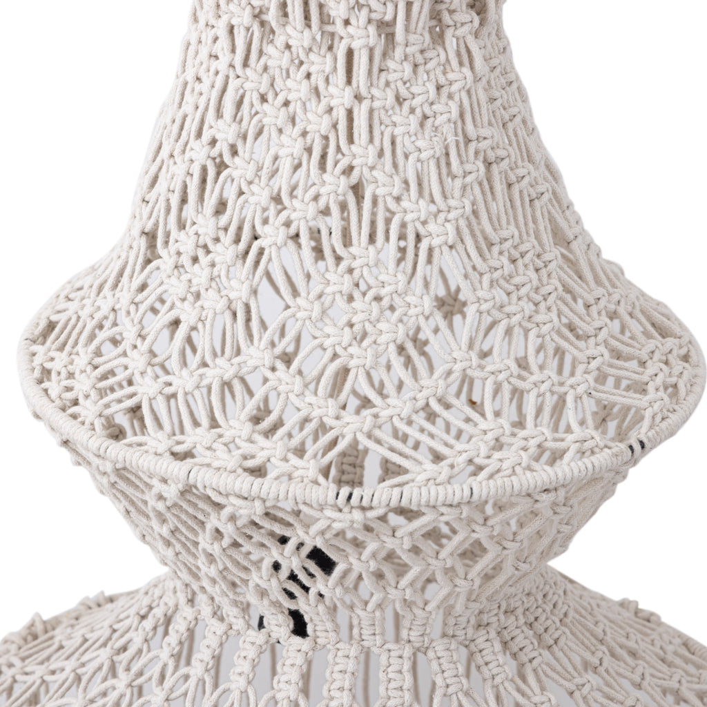 Milley Cream cotton macrame hanging lamp 6 layers