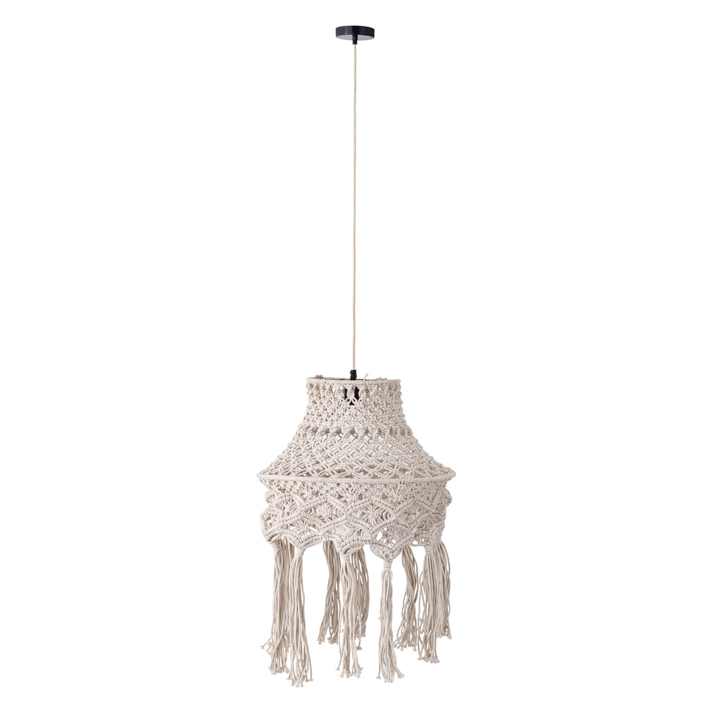 Milley Cream cotton macrame hanging lamp round