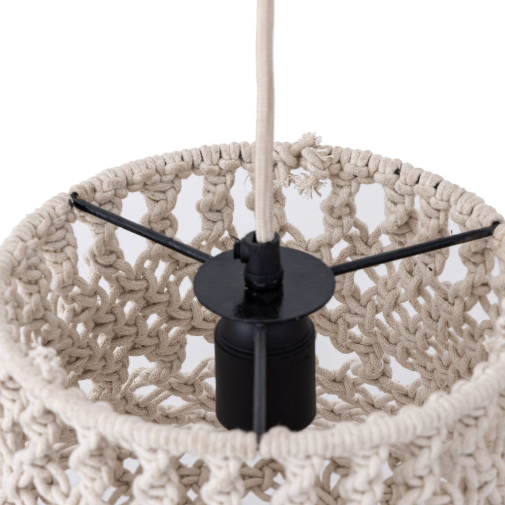 Milley Cream cotton macrame hanging lamp round