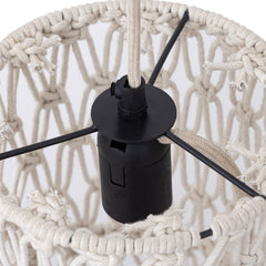 Milley Cream cotton macrame hanging lamp w tassels