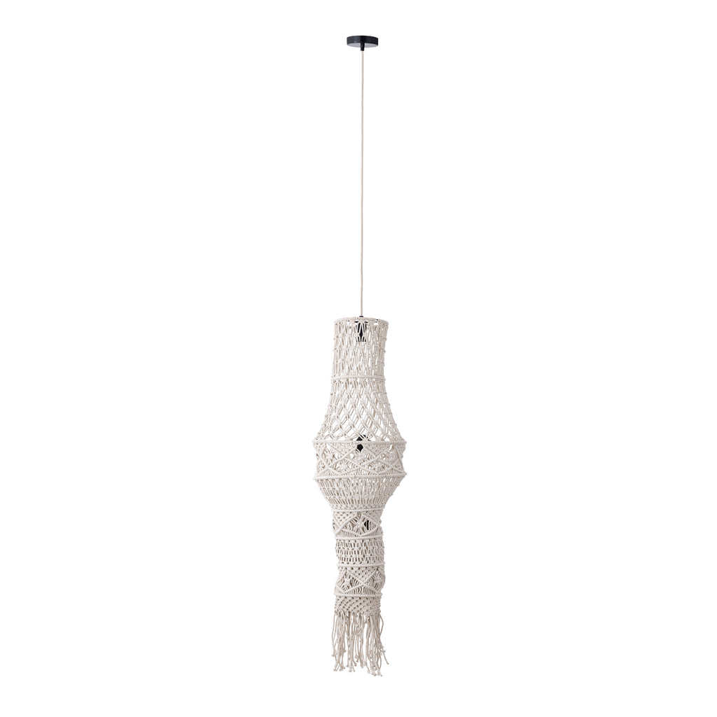 Milley Cream cotton macrame hanging lamp w tassels