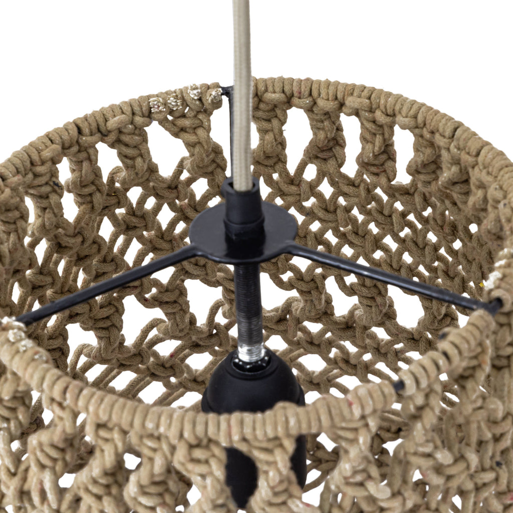 Milley Green cotton macrame hanging lamp round