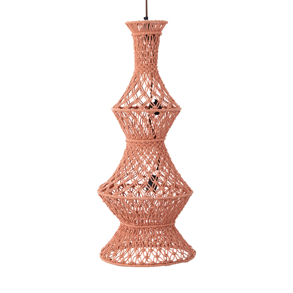 Milley Orange cotton macrame hanging lamp 3 layers