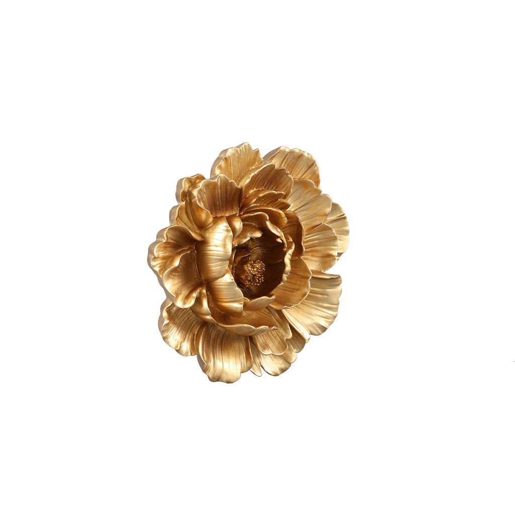 Mira Gold matt polyresin flower wall deco S