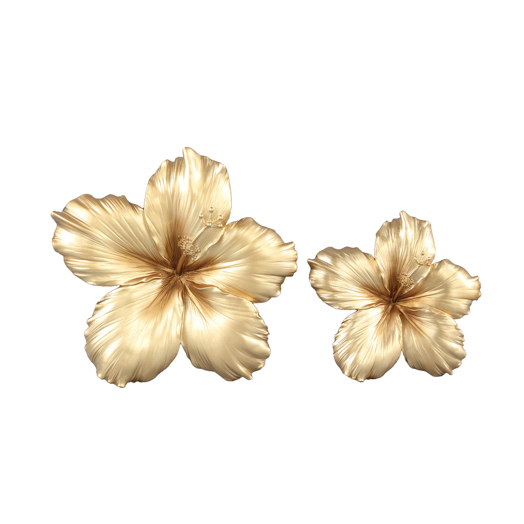 Mira Gold matt polyresin lily flower wall deco L