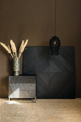 Mixa Black iron and veneer mix wall panel rectangl