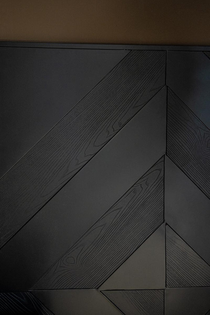 Mixa Black iron and veneer mix wall panel rectangl