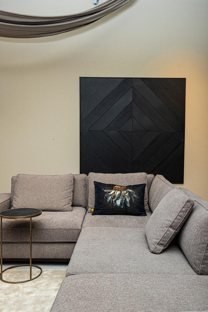 Mixa Black iron and veneer mix wall panel rectangl