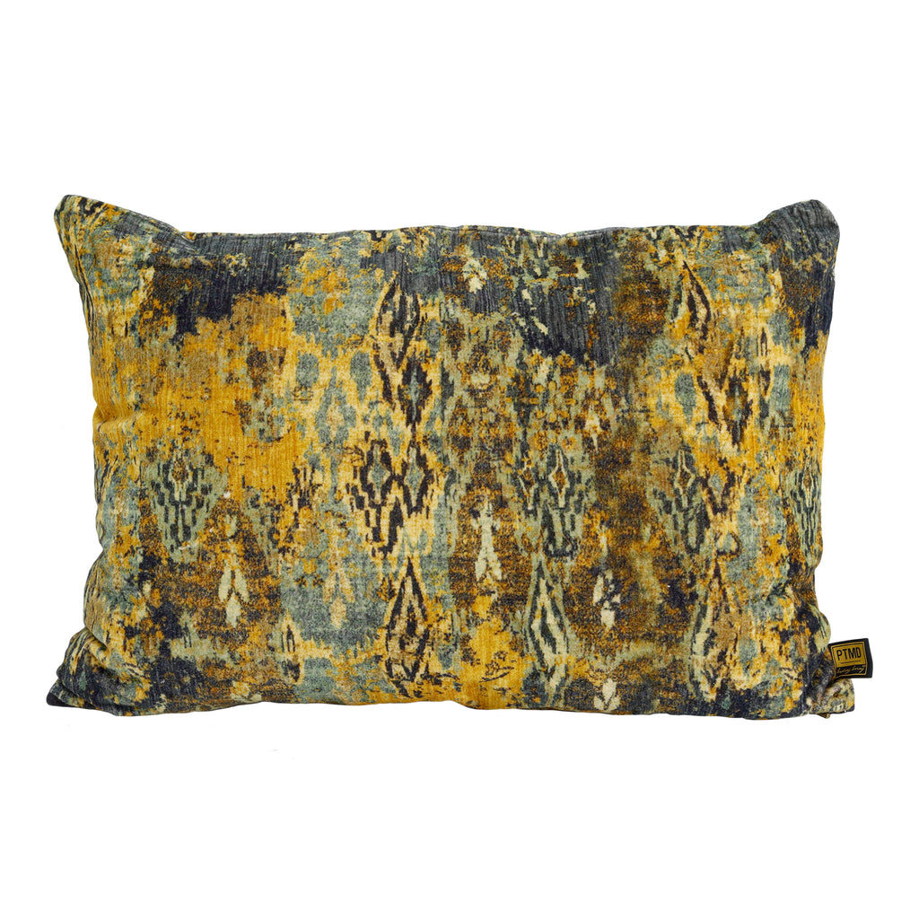 Mynthe Gold velvet cushion deco print rectangle