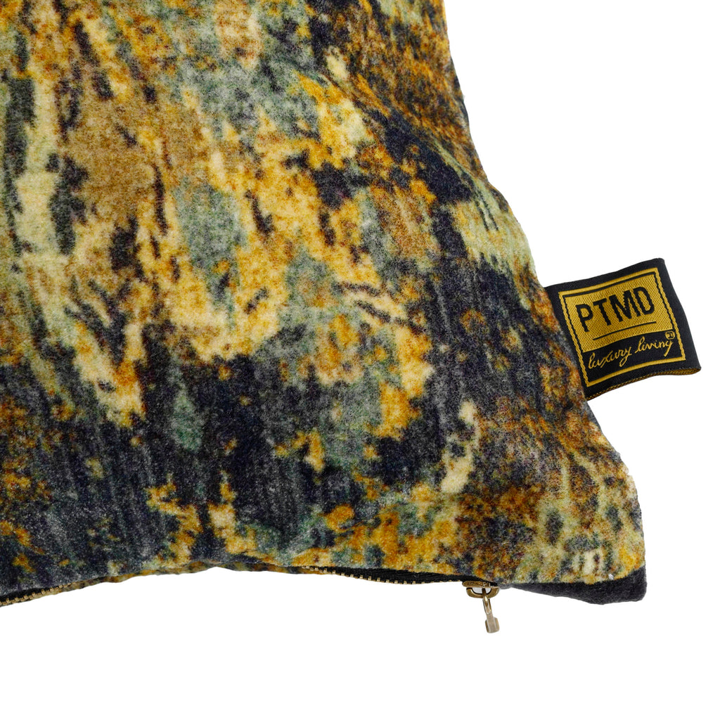 Mynthe Gold velvet cushion deco print rectangle