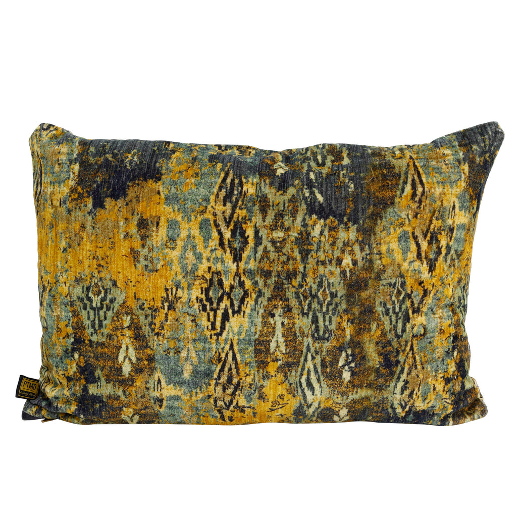 Mynthe Gold velvet cushion deco print rectangle