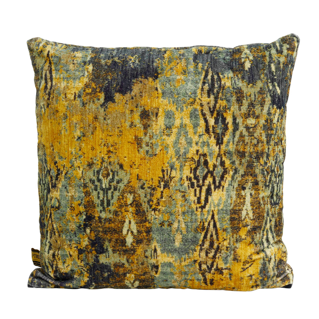 Mynthe Gold velvet cushion deco print square