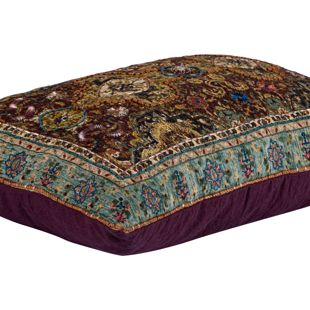 Navid Brown cotton cushion baroque style rectangle