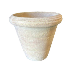 Nella Beige terracotta round pot with border M