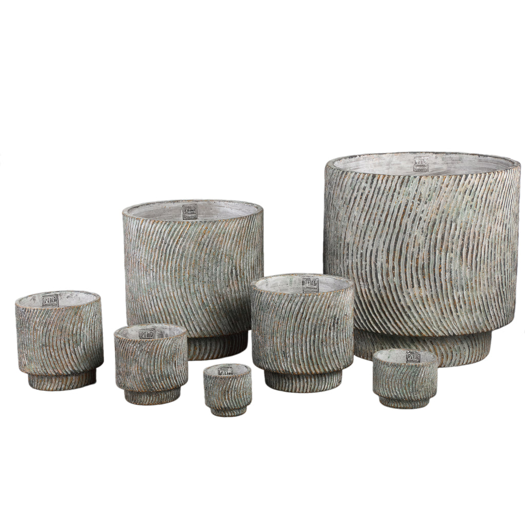 Nigel Grey cement round pot lines pattern XS