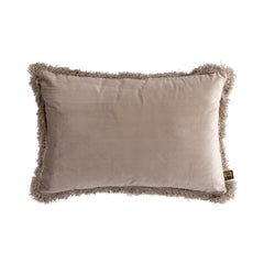 Nous Beige velvet cushion with fringes rectangle