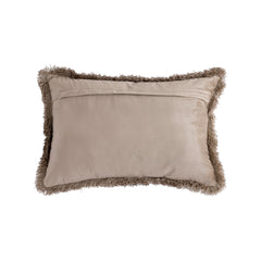 Nous Beige velvet cushion with fringes rectangle