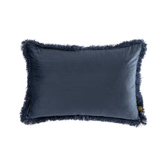 Nous Blue velvet cushion with fringes rectangle