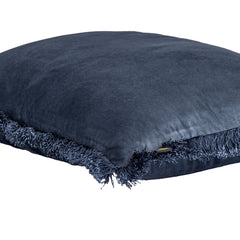 Nous Blue velvet cushion with fringes rectangle