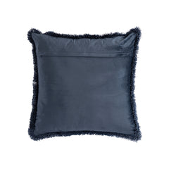 Nous Blue velvet cushion with fringes square L