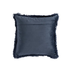 Nous Blue velvet cushion with fringes square S